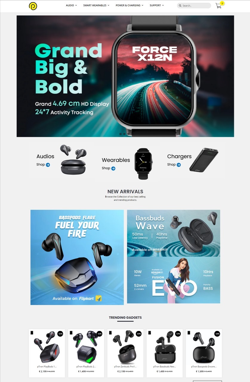 pTron E-Commerce Landing Pages
