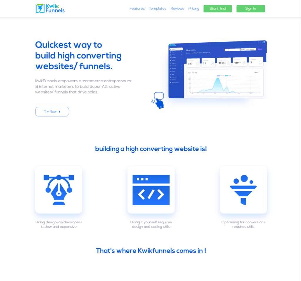 client website kwick funnel